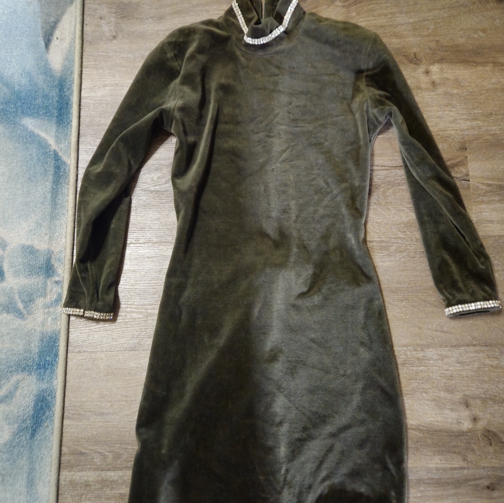 Betsey Johnson Punklabel Velvet Long-Sleeve Bodycon Dress With Rhinestone Trim